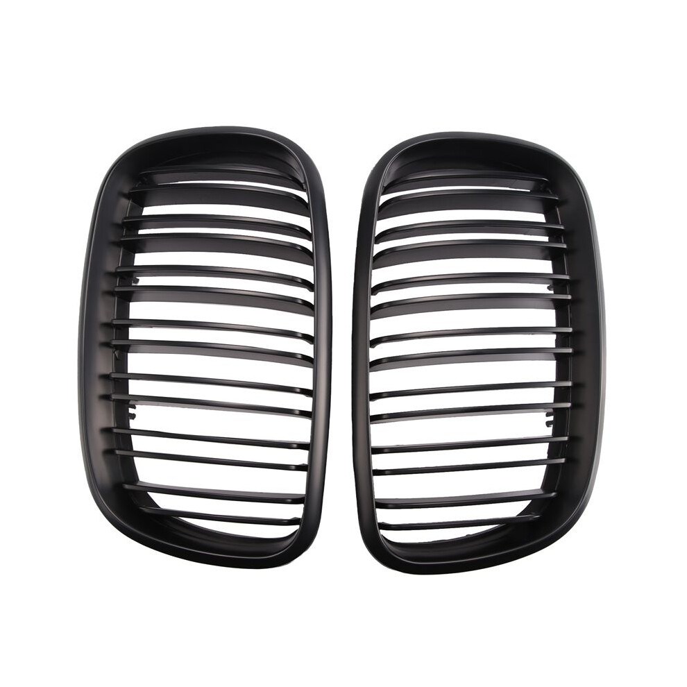Matte Front Bumper Dual Slat Front Kidney Grill Grille For-Bmw X5 X6 E70 E71 2007-2014 Black 6132924333040