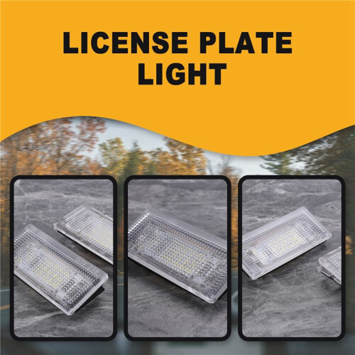 2 Pcs Plate Light 18 LED 3528SMD White License Plate Light for BMW E46 1