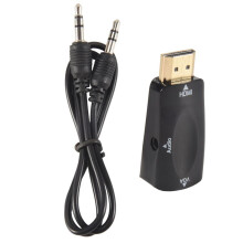 Adaptateur  male 1080p vers VGA femelle Convertisseur video Cable de sortie audio 3,5 mm vente chaude noir