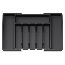 Organisateur de Tiroir à Couverts, Plateau à Ustensiles Extensible pour Cuisine, Support RéGlable pour Couverts et Couverts Noir