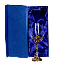 Wine Glass Set Elegant Flower Enamel Lead Crystal 12oz with Zinc Alloy Base Gift Box