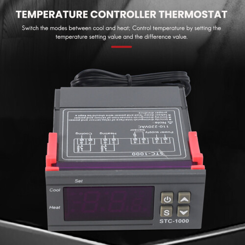 220V Digital STC-1000 Temperature Controller Thermostat Regulator+Sensor Probe 2