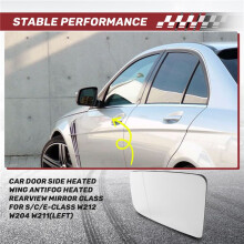 Car Door Side Heated Wing Antifog Heated Rearview Mirror Glass for Mercedes-Benz S/C/E-Class W212 W204 W211(Left)