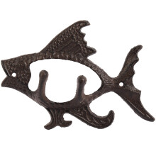 Vis met Twee Haken Ocean Series Gietijzeren Wandhaak Wandmontage Handdoekhanger Haak voor Hoed, Sleutel, Jassen