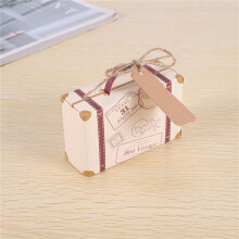 50pcs Mini Suitcase Favor Box Party Favor Candy Box, Vintage Kraft Paper with Tags and rope for Wedding/Travel Themed Party/Bridal Shower Decoration