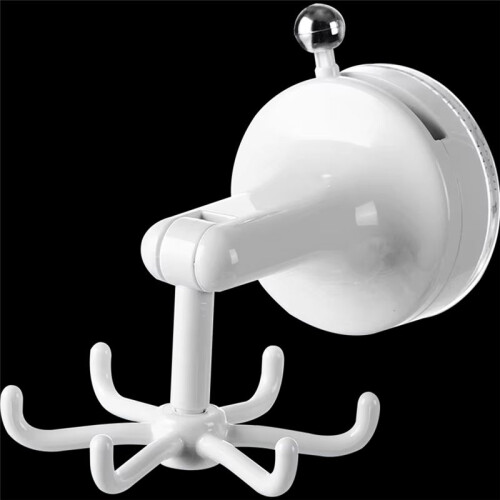 Rotatable Kitchen Hook - 6-Claw Suction Cup Wall Mount for Spatulas & Cookware, Drill-Free Plastic Storage Solution 1
