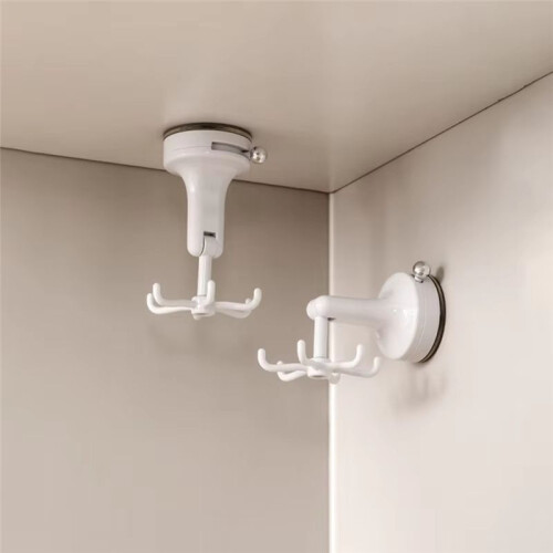 Rotatable Kitchen Hook - 6-Claw Suction Cup Wall Mount for Spatulas & Cookware, Drill-Free Plastic Storage Solution 2