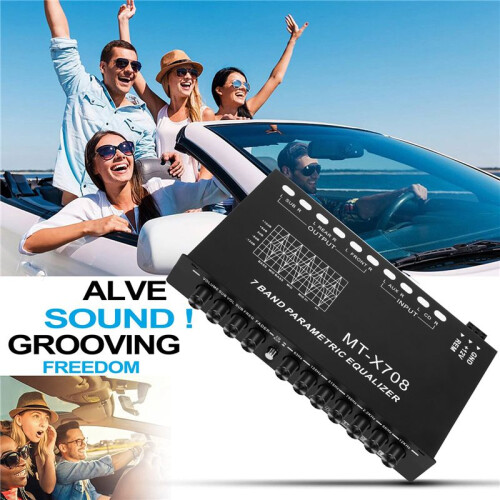 7-Band Car Audio Equalizer, Adjustable 7 Bands EQ Car Amplifier Graphic Equalizer with CD/AUX Input Select ,Black 1