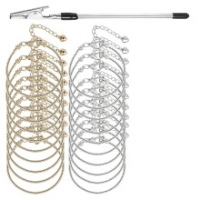 20 Pcs Snake Chain Charm Bracelet Chains with Bracelet Helper 3mm Adjustable Snake Charm Bracelet for Women Gifts