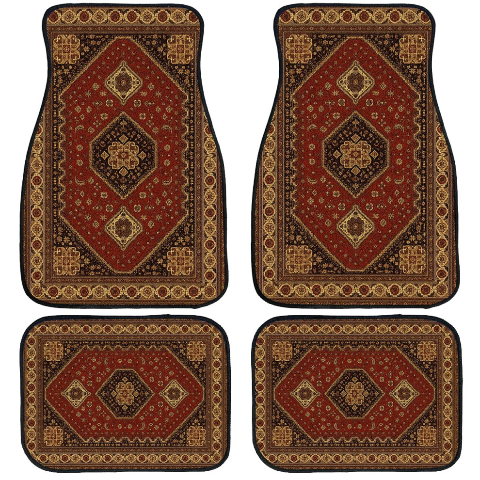 Car Floor Mats Set Of 4 Universal Fit Nonslip Waterproof Allweather For Car Suv Truck Red/Brown 9339159873687