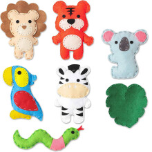 Jungle Animal Felt Sewing Kit for Kids Wild Animals Sewing Pack for Beginner Boy Girls Fun DIY Sewing Toy Craft Gift