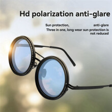 1-9 Gears Adjustable Sunglasses Round with ND Filter Lenses Wide Retro Glasses UV Protection Polarized Sunglasses