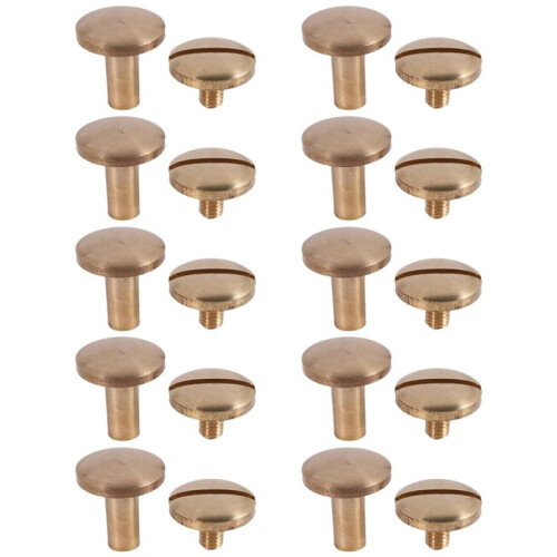 10x Arc Solid Brass Button Stud Screw Nail Screw back Leather Rivet Belt 8mm