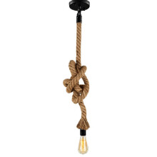 Retro Jute rope Pendant Lights Industrial Loft Vintage Long Single Rattan Hanging Lamp Led Bulbs-100CM