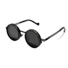 ND2-400 9 Level Adjustable Dimming Polarized Sunglasses Fishing Punk Round Glasses Driving Eyeglasses ND Filter Black