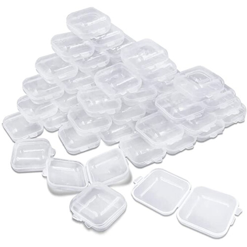 50Packs Small Clear Plastic Storage Containers,Mixed Empty Mini, Case with Lids for Small Items and Other Craft Projects