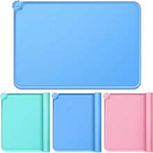 3-Pack Silicone Mats for Crafts, Resin, Anti-Slip Silicone Sheets, Raised Side Silicone Painting Mats, Desktop Cover