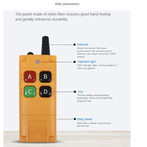 High Power Waterproof and Drop-Proof Industrial Wireless Remote Control EV1527 Chip ASK 2000M Long Range 433Mhz 4 Button 2