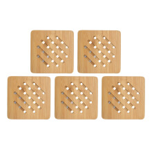Conjunto de descanso de panelas de bambu resistente ao calor, cor madeira natural, suporte robusto para panelas quentes com almofadas