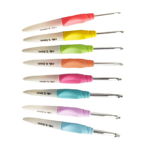 8Pcs Ergonomic Handle Crochet Hook Needle 2.5mm-6mm for Beginner