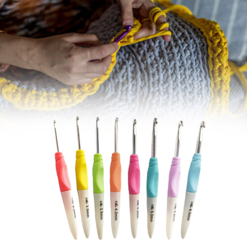 8Pcs Ergonomic Handle Crochet Hook Needle 2.5mm-6mm for Beginner 1
