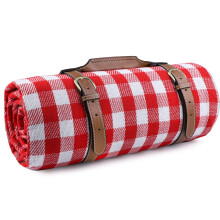 Waterproof Camping Mat with Carrier Lightweight Portable Red/White Plaid