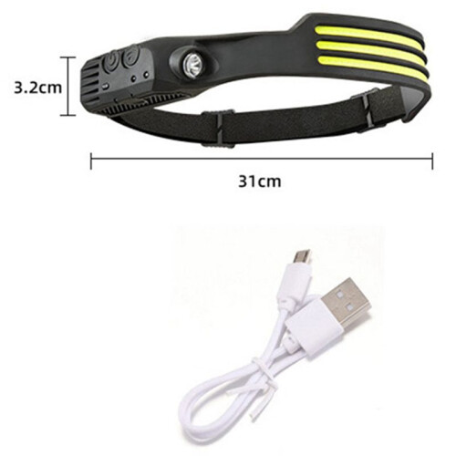 Induction Head Light Lamp COB Head Light Lamp Headlight Flashlight USB Rechargeable Head Torch (White Light) 1