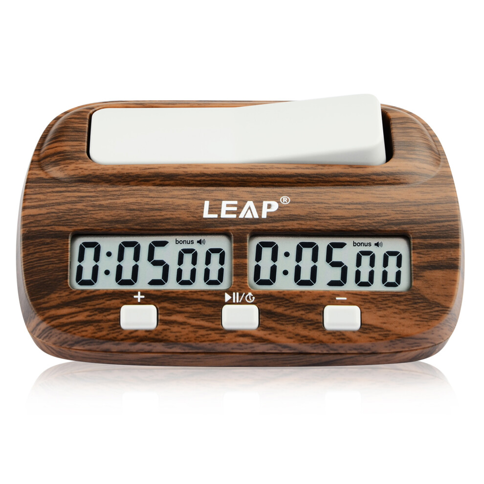 Digital Chess Timer Pq9907 With Delay & Bonus, Wood Grain, Lcd 8251364778445