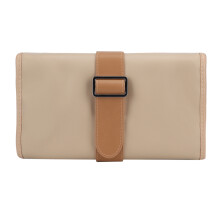 Organizador de maquiagem com rodinhas, dobrável, porta-pincéis, nécessaire de nylon impermeável e resistente, design de 3 camadas, grande