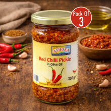Ashoka Red Chilli Pickle in Olive Oil 300g  3 Jars | Premium Spicy Indian Pickle