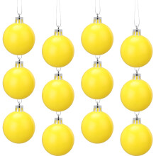 12 Pieces 2.4 Inch Yellow Christmas Baubles for Tree Decor (Matte Yellow)