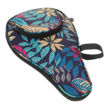 Table Tennis Paddle Case Blue Gourd Shape Large Fits Many Rackets Leaf Pattern Hard Cover Portable Travel Competition