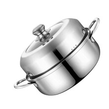 Stainless Steel Steamer Pot 28cm with Basket and Glass Lid for Cooking Vegetables Pasta