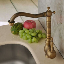 Luxurious Antique Brass Kitchen Faucet, No Splash Design Ensures Hygienic Water Usage, Premium Energy-Saving Frother Built Into Spout, Suitable For So