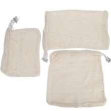 Sacos de armazenamento ecológicos, saco de malha de algodão orgânico com cordão, sacolas de rede laváveis e reutilizáveis para vegetais, para