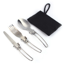 Lebensmittelechtes Material für sicheres Essen, tragbares Campinggeschirr mit Edelstahlbesteck, kompaktes, wiederverwendbares Besteck für den