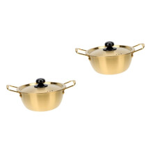 2 x Instant Noodle Pot Steamer for Casserole Dish with Lid Aluminium Pans, Small Pot with Two Handles