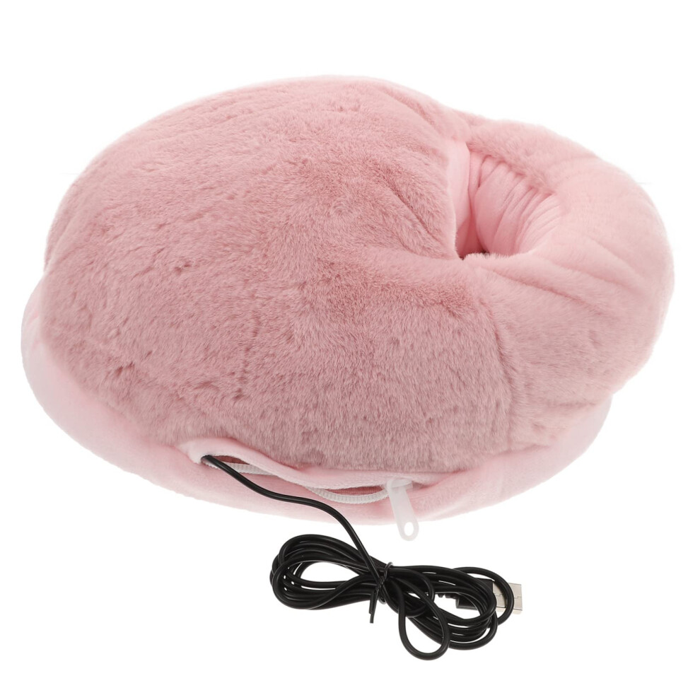 USB Foot Warmer Heating Slippers with Soft Faux Rabbit Fur for Home Office Winter Cold Feet