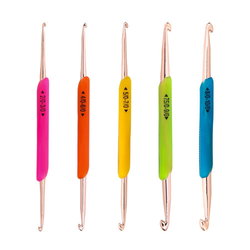 5 Pcs Crochet Hooks Set with Handles Double Head Knitting Needle
