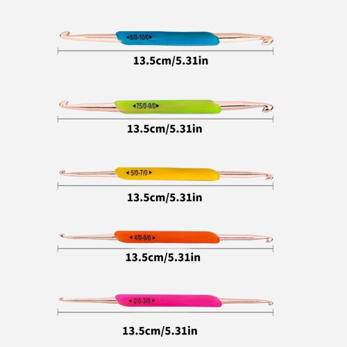 5 Pcs Crochet Hooks Set with Handles Double Head Knitting Needle 2