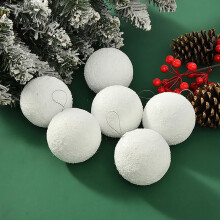 Christmas Snow Baubles White Pompom Ball for Christmas Tree Pendant Family Toys Indoor Outdoor Toy Gifts 8cm One Color