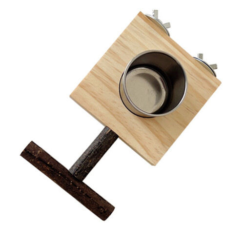 Vogelkäfig-Futternapf, stehend, Sitzstange,-einzelne Tasse