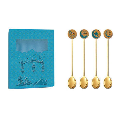 Ensemble de couverts élégants en acier-4 boules rondes dorées