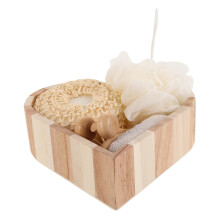Bath Loofah Scrubber Set with Long Handle Shower Brush in Heart Shape Box for Women Body Care