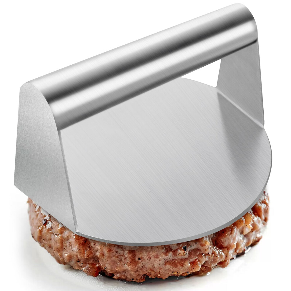 Burger Press Stainless Steel 5.5 Inch Round NonâStick Hamburger Smasher for Meat, Bacon