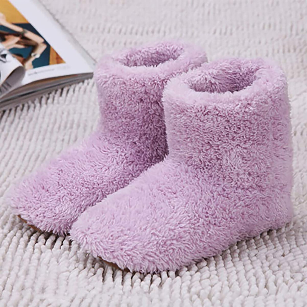 USB Heated Slippers Plush Foot Warmer Shoes for Women and Men Winter Cold Weather