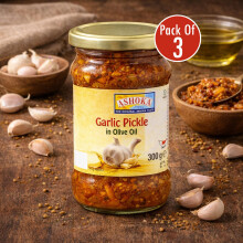 Ashoka Garlic Pickle in Olive Oil 300g  3 Jars | Premium Spicy Indian Pickle