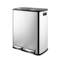 Swan Recycling Bin Dual Compartment 60L Stainless Steel Finish Pedal Waste Bin