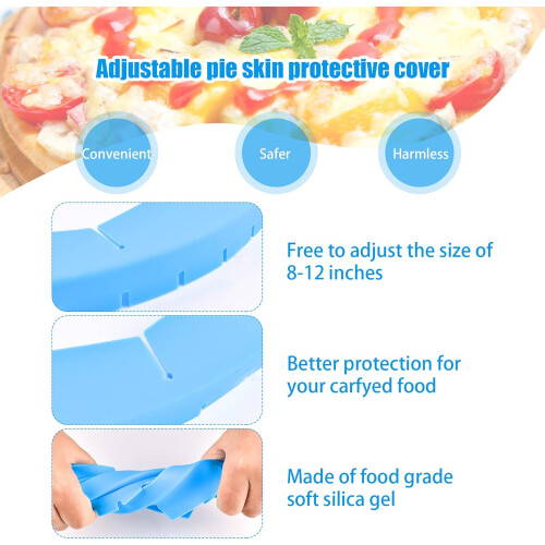 2 Pack Adjustable Silicone Pie Crust Shield, Reusable Heat Resistant Protector Fits 811.4 Inch 1