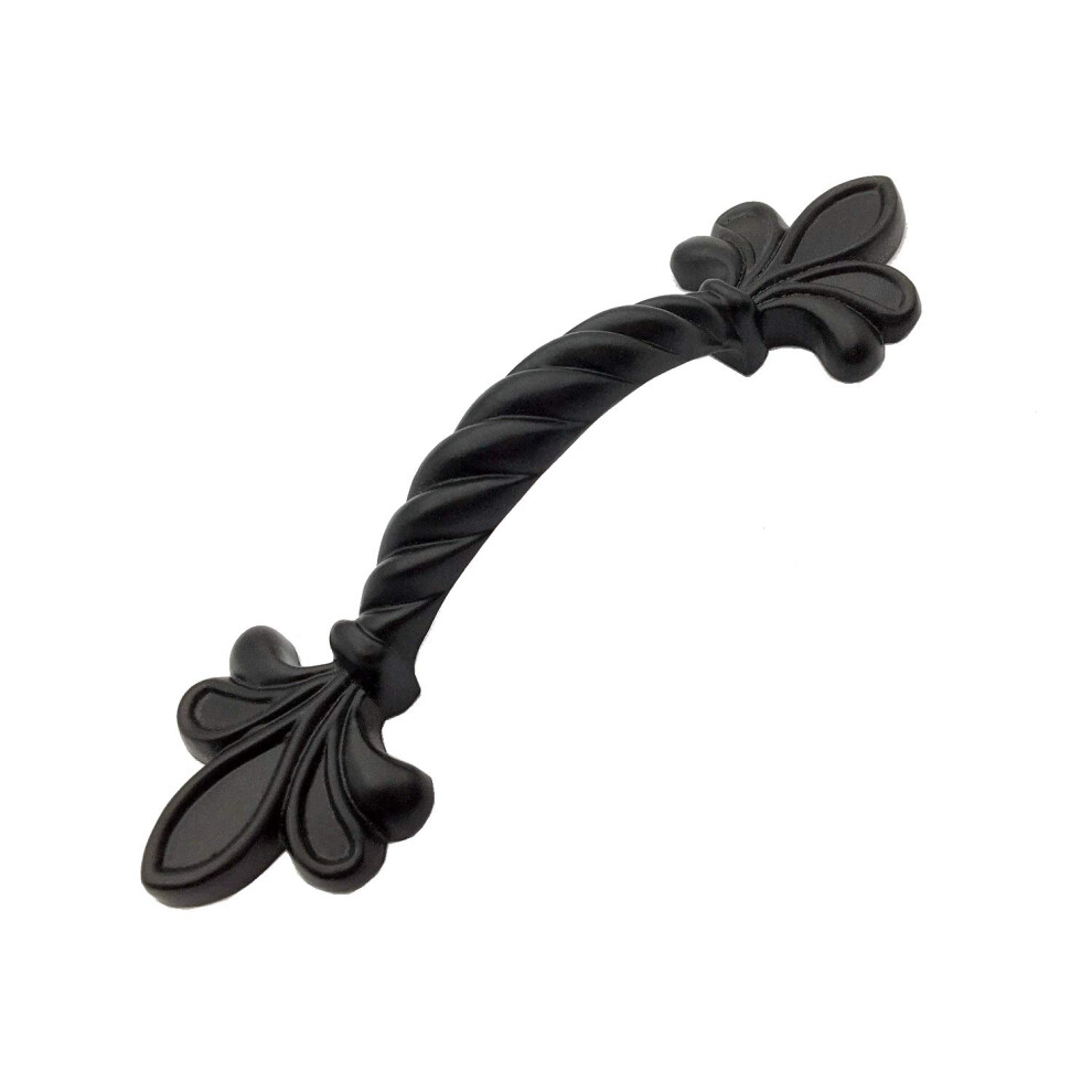 Black Fleur De Lis Drawer Pull Handle 2.5' Cc For Cabinet, Dresser, Kitchen Door 64Mm 9001264655792